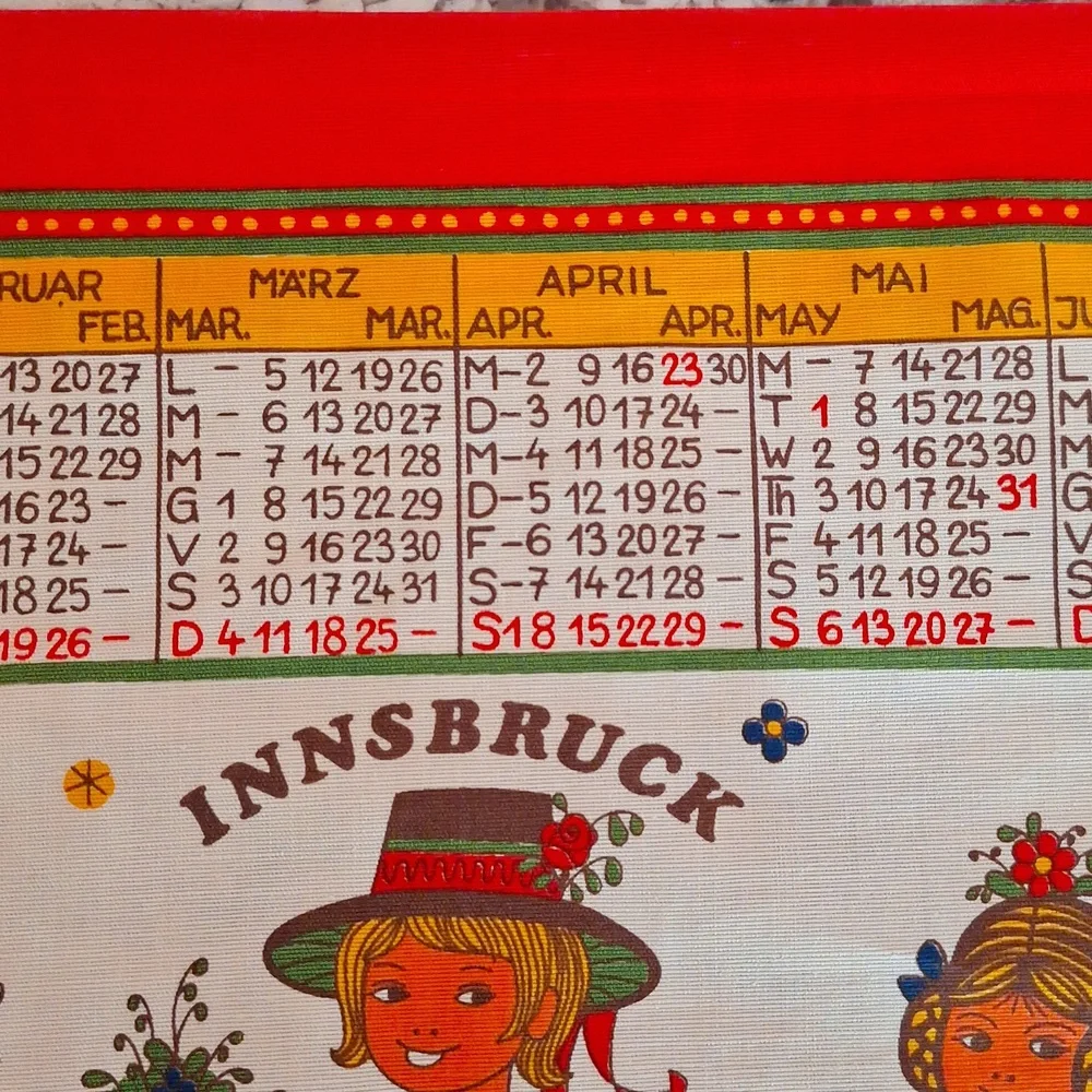 📅 1982 Innsbruck cotton wall calendar